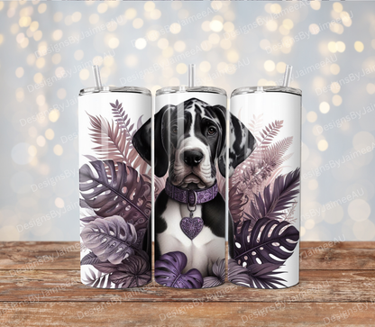 Great Dane, Purple Tropical Vibes Digital 20oz Sublimation Tumbler Wrap