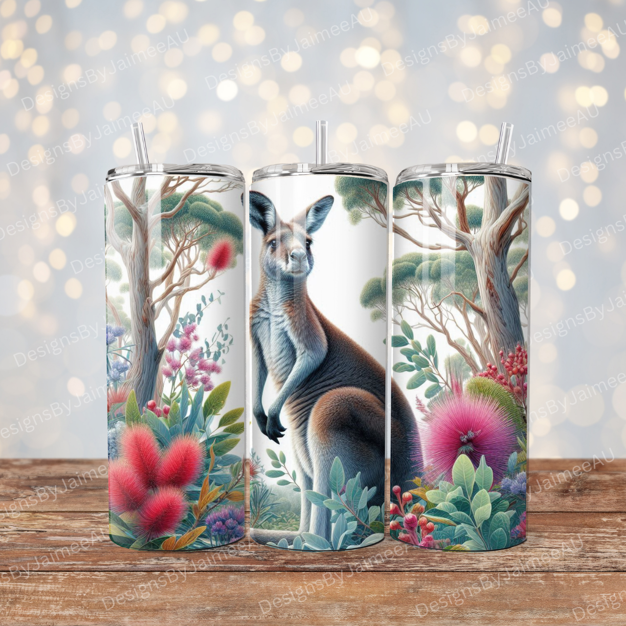 Vibrant Kangaroo Digital 20oz Sublimation Tumbler Wrap