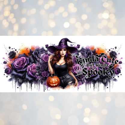 Halloween Curvy Witch Digital 16oz UV DTF Transfer Wrap PNG Image