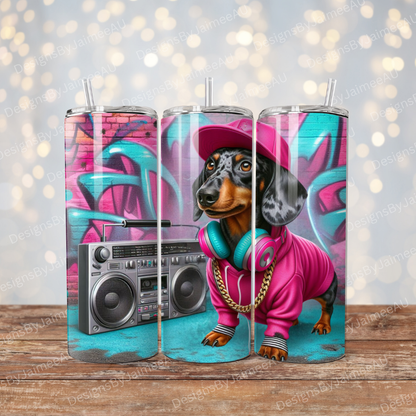 Hip Hop Dachshund Digital 20oz Sublimation Tumbler Wrap