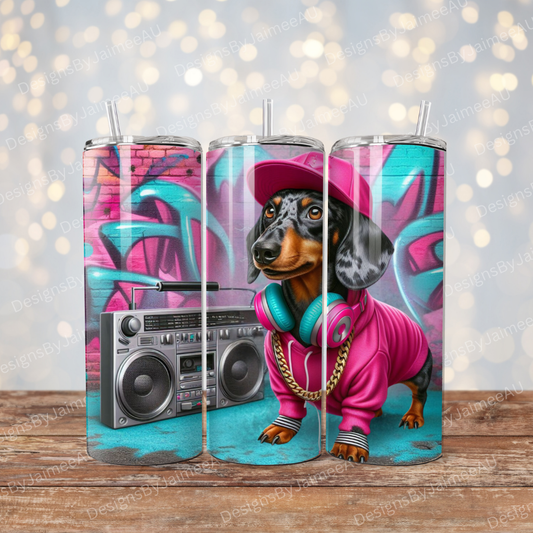 Hip Hop Dachshund Digital 20oz Sublimation Tumbler Wrap