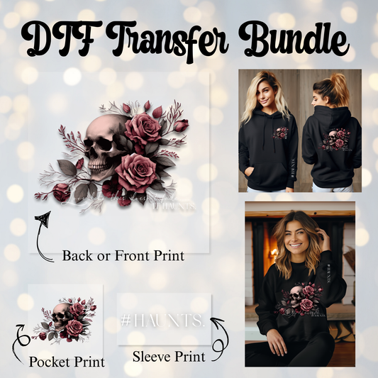 DTF Transfer Bundle – "Haunts" | Main + Pocket + Sleeve Print