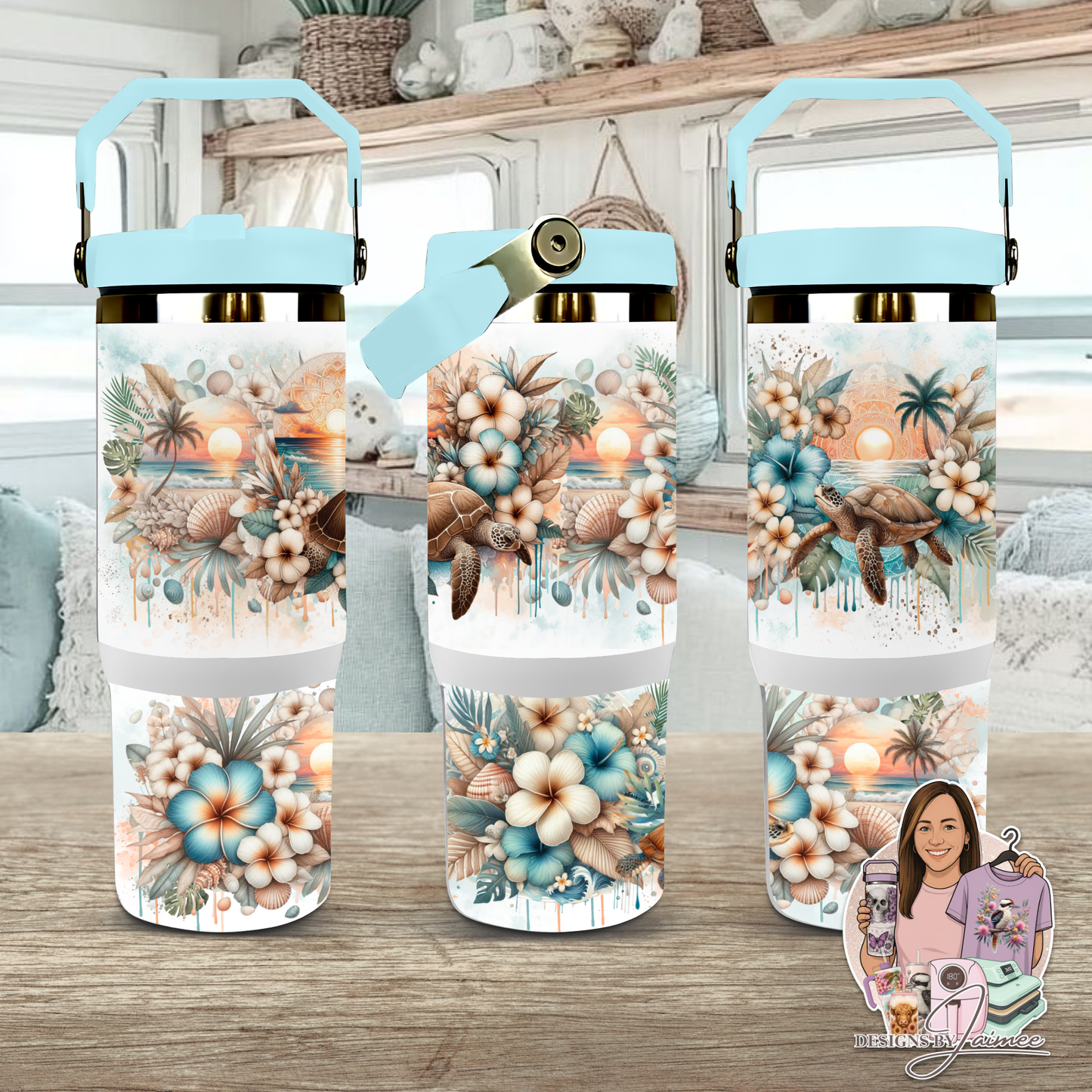 Neutral Turtles #2 - Boho Coastal Collection - Digital 30oz Sublimation Tumbler Wrap