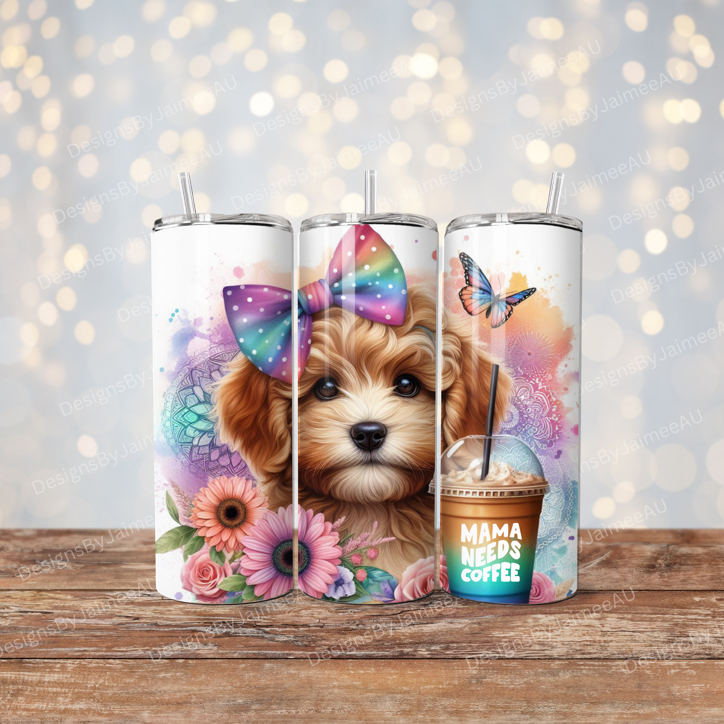 Rainbow Apricot Cavoodle Digital 20oz Sublimation Tumbler Wrap