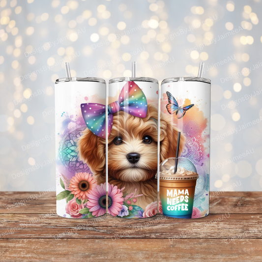 Rainbow Apricot Cavoodle Digital 20oz Sublimation Tumbler Wrap