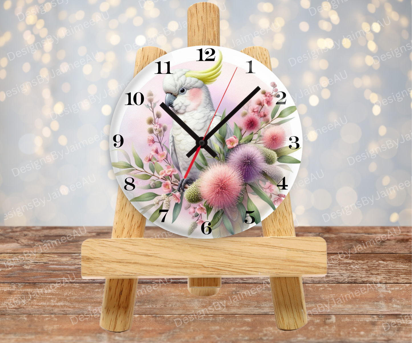 Cockatoo and Aussie Native #1 Digital Sublimation Clock Design