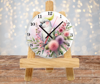 Cockatoo and Aussie Native #1 Digital Sublimation Clock Design