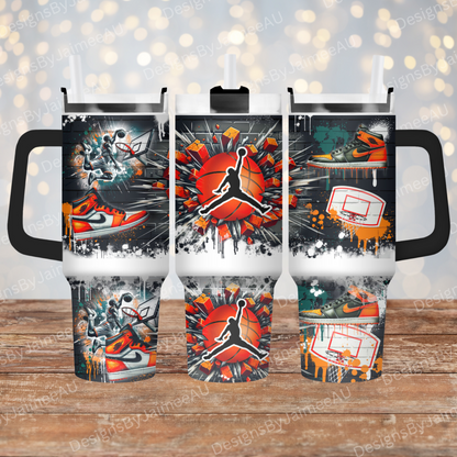 Graffiti Inspired Basketball- 40oz Digital Sublimation Tumbler Wrap