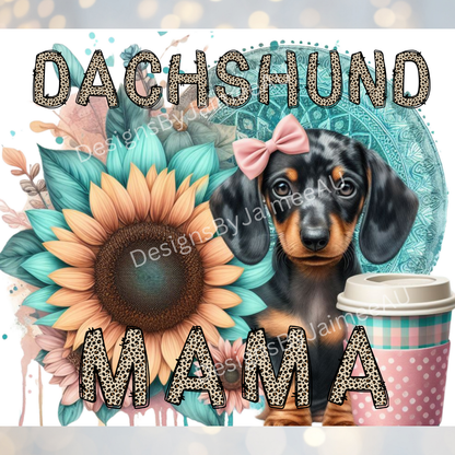 Pinks and Aqua Dachshund Mama Digital 20oz Sublimation Tumbler Wrap