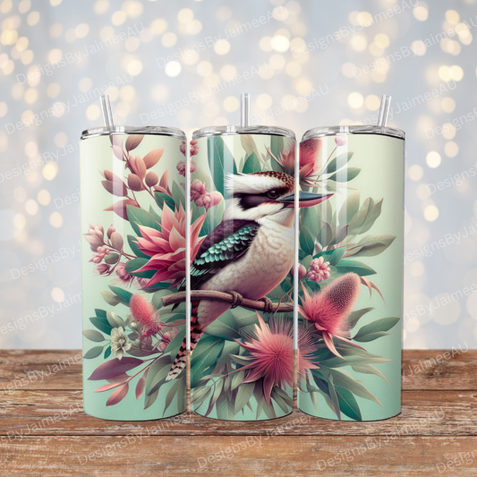 Aqua Ombre Kookaburra Digital 20oz Sublimation Tumbler Wrap
