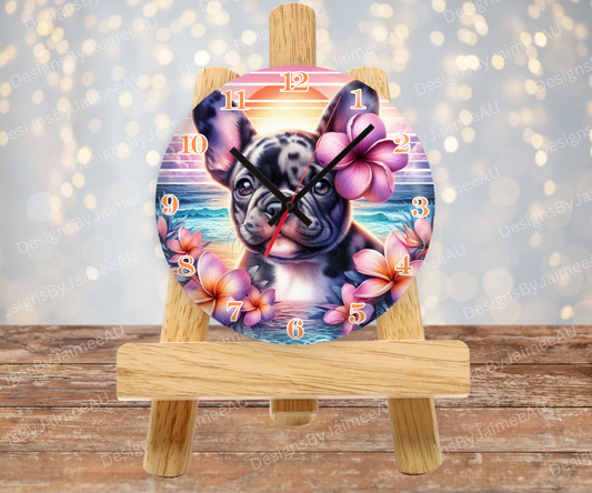 Summer Frenchie #1 Digital Sublimation Clock Design