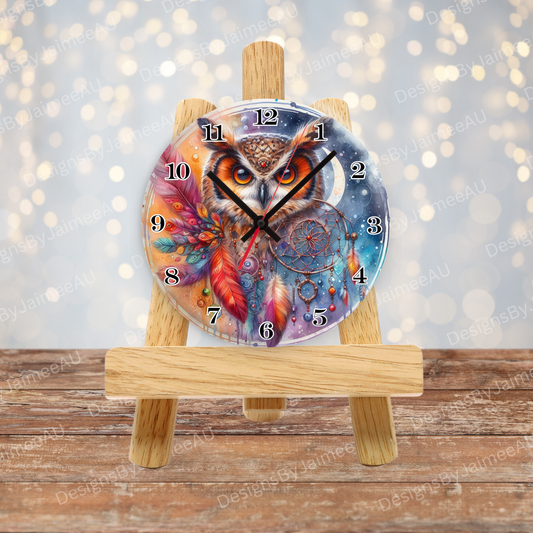 Watercolour Dreamcatcher and Owl Digital Sublimation Clock Design