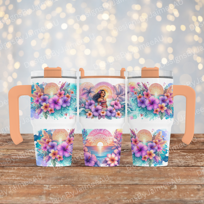 Summer Vibes- Moana Inspired- (With and Without Quote) Digital 20oz Tumbler with Handle Wrap Design