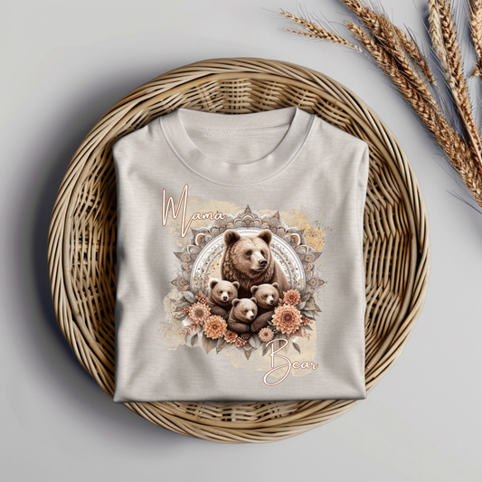Earthy Mama Bear Digital DTF Transfer PNG Image