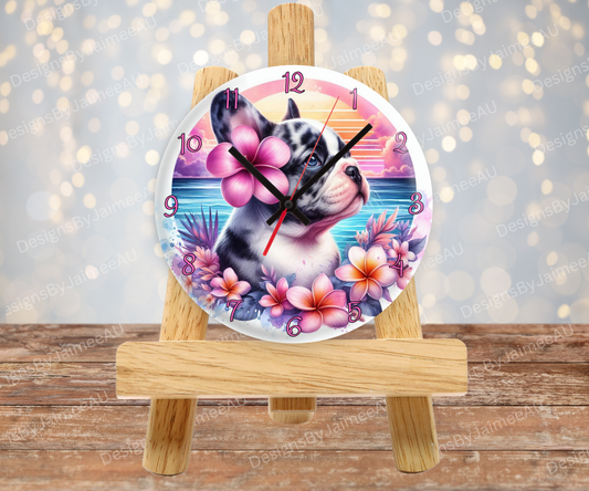 Summer Frenchie #2 Digital Sublimation Clock Design