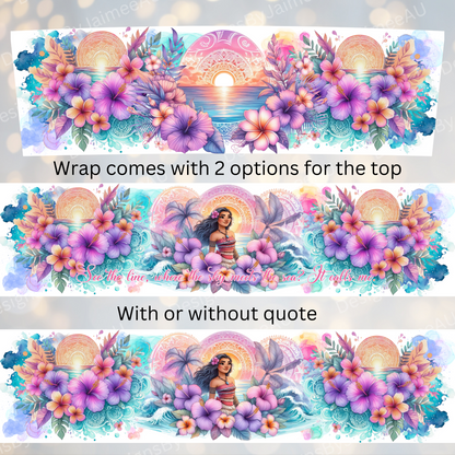 Summer Vibes- Moana Inspired- (With and Without Quote) Digital 20oz Tumbler with Handle Wrap Design