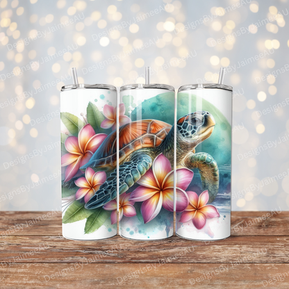 Vibrant Watercolour Turtle Digital 20oz Sublimation Tumbler Wrap