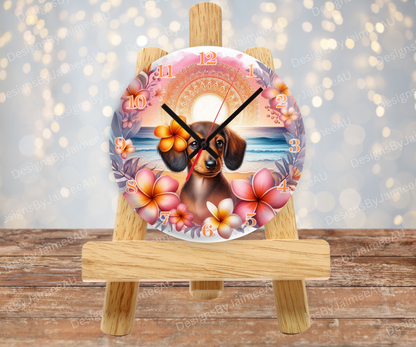 Summer Dachshund #3 Digital Sublimation Clock Design