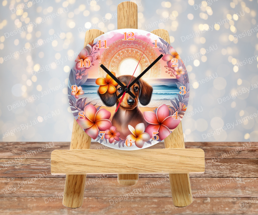 Summer Dachshund #3 Digital Sublimation Clock Design