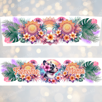 Summer "Frenchie Mama" - Digital 20oz Tumbler with Handle Wrap Design