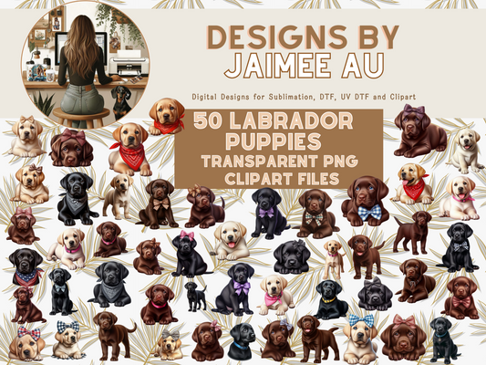50 Labrador Puppies Digital Transparent Clipart Images