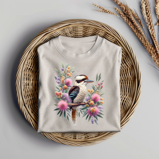 Pastel Magpie and Australian Native Flowers Digital DTF Transfer PNG Image