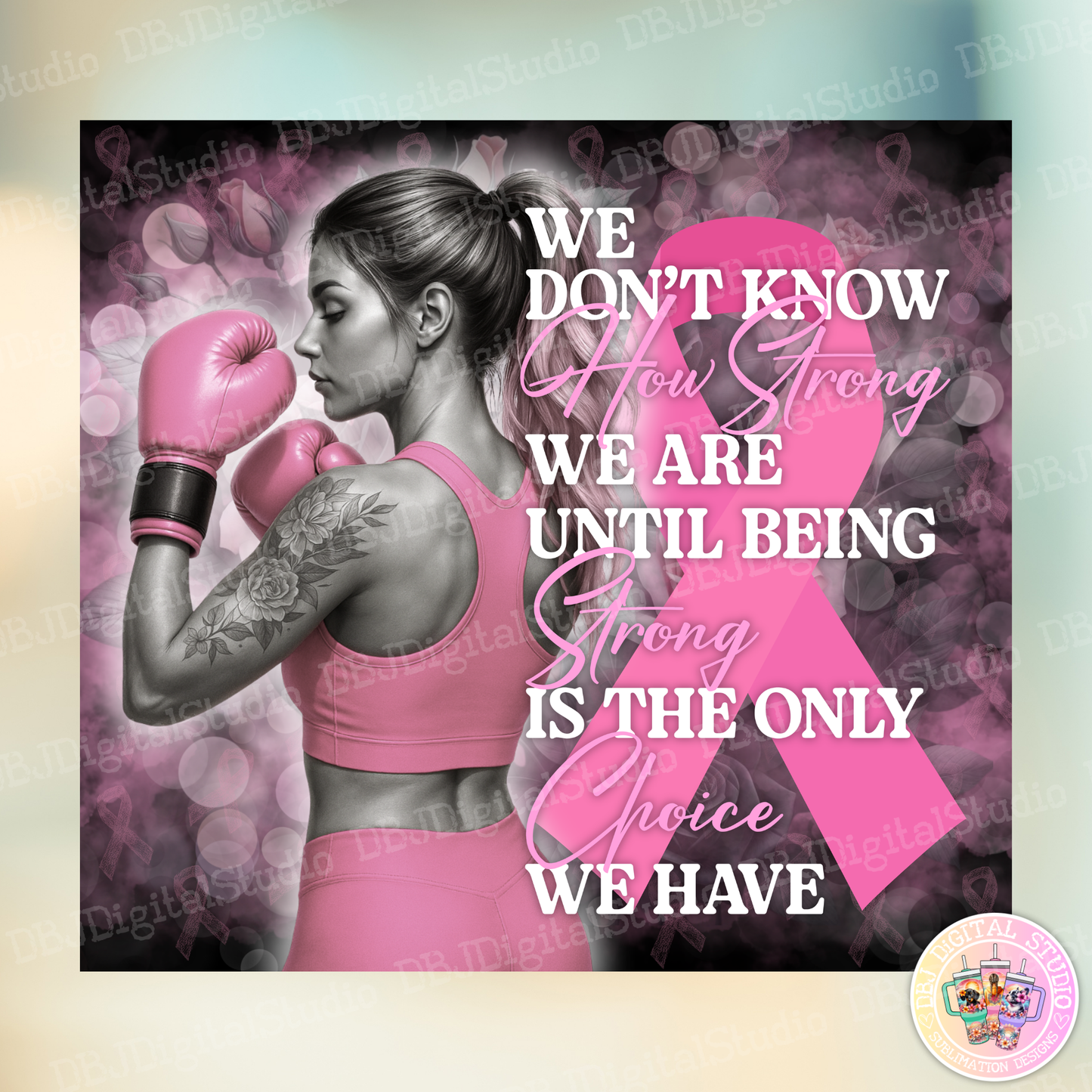 Breast Cancer - Fighter - Digital 20oz Sublimation Tumbler Wrap