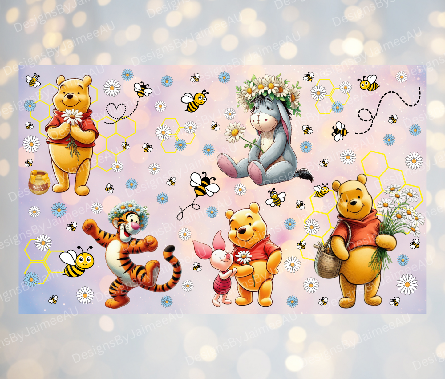 Springtime Winnie The Pooh and Friends - Digital 12oz Kids Sublimation Tumbler Wrap
