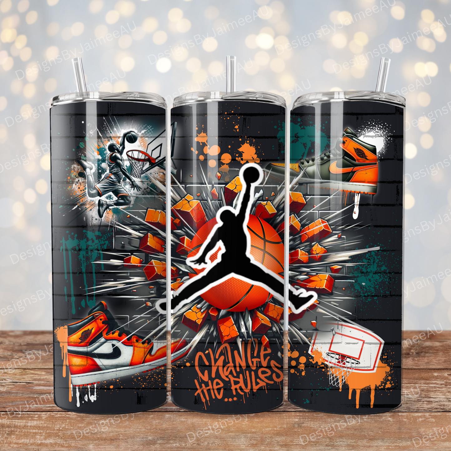 Graffiti Inspired Basketball Digital 20oz Sublimation Tumbler Wrap