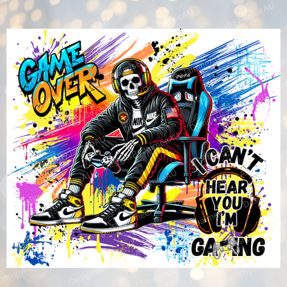 Gamer Skeleton Digital 20oz Sublimation Tumbler Wrap