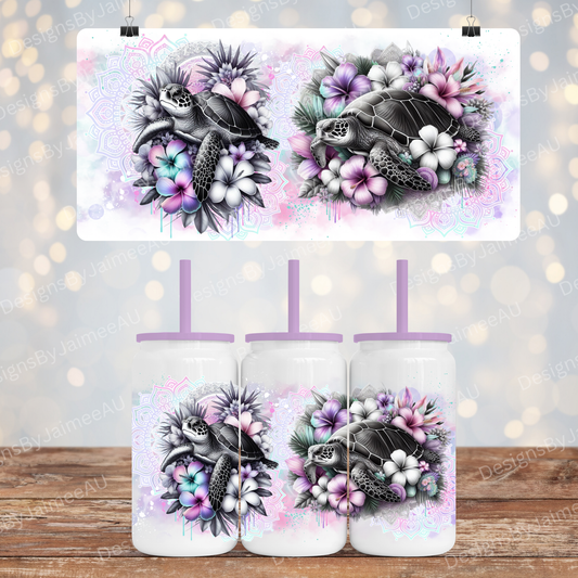 Pastel Black and White Turtles- Digital 16oz Sublimation Design