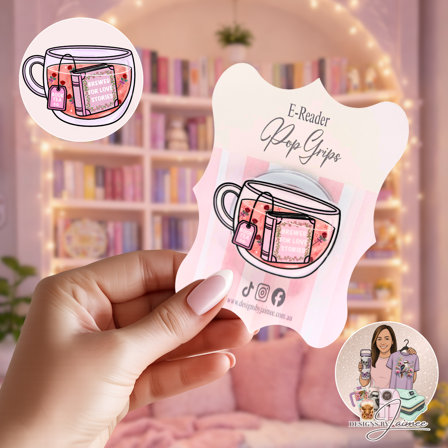 Brewed For Love Stories | E-Reader Magnetic Grip | Interchangeable Bookish Accessory