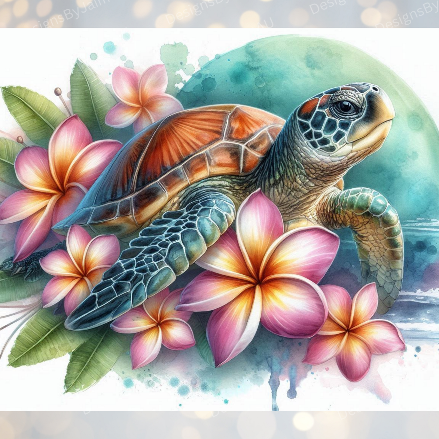 Vibrant Watercolour Turtle Digital 20oz Sublimation Tumbler Wrap