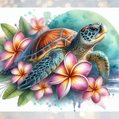 Vibrant Watercolour Turtle Digital 20oz Sublimation Tumbler Wrap