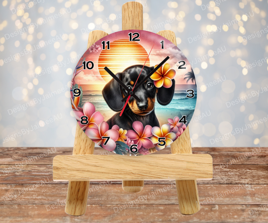 Summer Dachshund #1 Digital Sublimation Clock Design