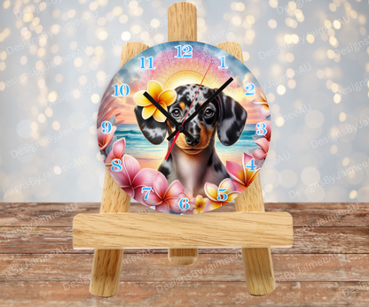 Summer Dachshund #2 Digital Sublimation Clock Design