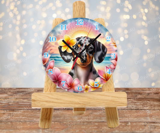 Summer Dachshund #2 Digital Sublimation Clock Design