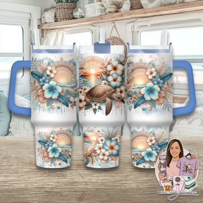 Neutral Turtles 1 - Boho Coastal Collection - 40oz Digital Sublimation Tumbler Wrap