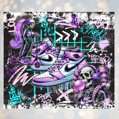 Purple Graffiti Styled Skeleton - Digital 20oz Sublimation Tumbler Wrap