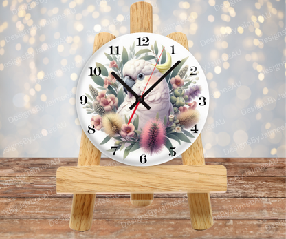 Cockatoo and Aussie Native #2 Digital Sublimation Clock Design