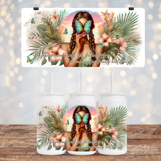 Tropical Butterfly Girl - Digital 16oz Sublimation Design