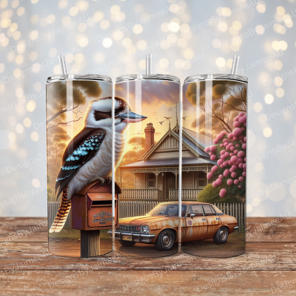 Kookaburra and Nostalgic Aussie Commodore Digital 20oz Sublimation Tumbler Wrap