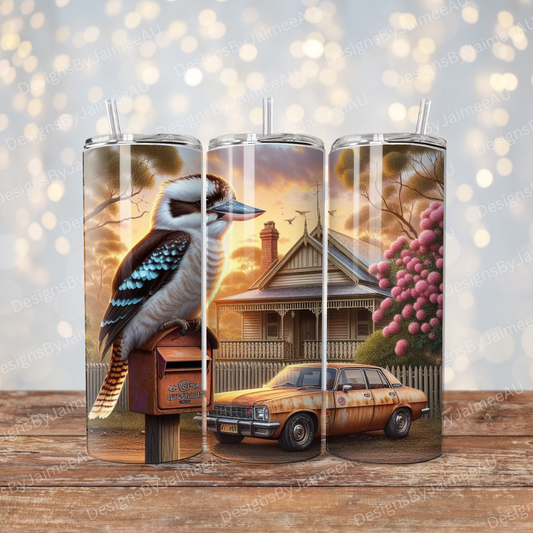 Kookaburra and Nostalgic Aussie Commodore Digital 20oz Sublimation Tumbler Wrap