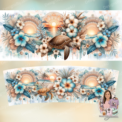 Neutral Turtles 1 - Boho Coastal Collection - 40oz Digital Sublimation Tumbler Wrap