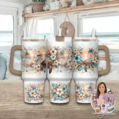 Neutral Turtles 2 - Boho Coastal Collection - 40oz Digital Sublimation Tumbler Wrap