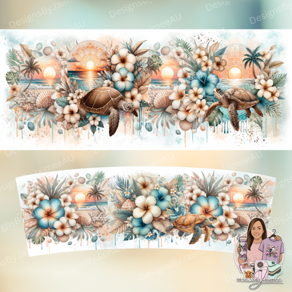 Neutral Turtles 2 - Boho Coastal Collection - 40oz Digital Sublimation Tumbler Wrap