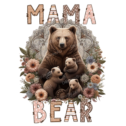 Mama Bear Browns/Pinks Digital DTF Transfer PNG Image