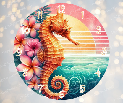 Summer Seahorse #2 Digital Sublimation Clock Design