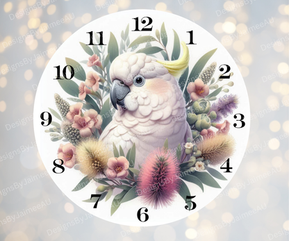 Cockatoo and Aussie Native #2 Digital Sublimation Clock Design