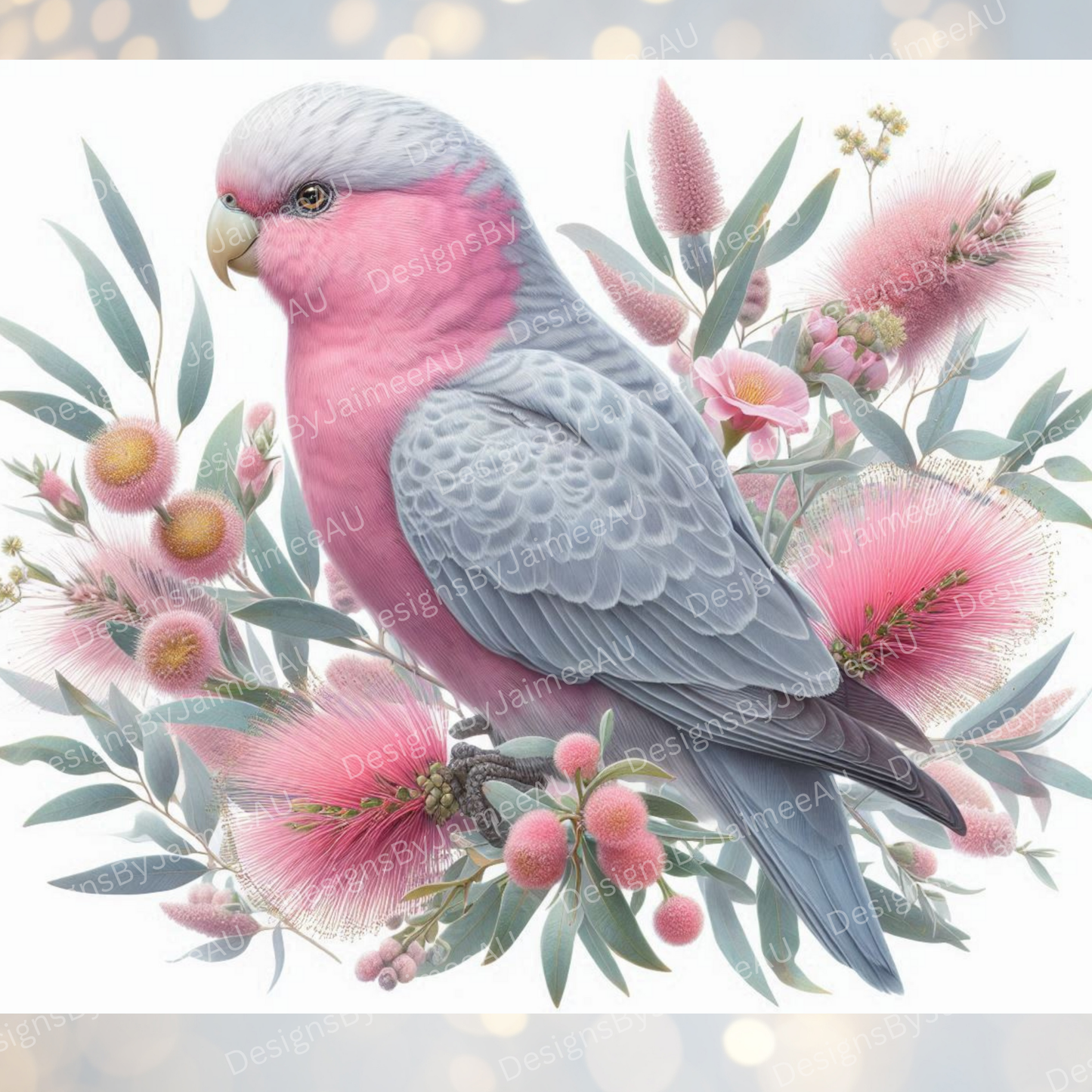 Pastel Galah and Aussie Natives Digital 20oz Sublimation Tumbler Wrap